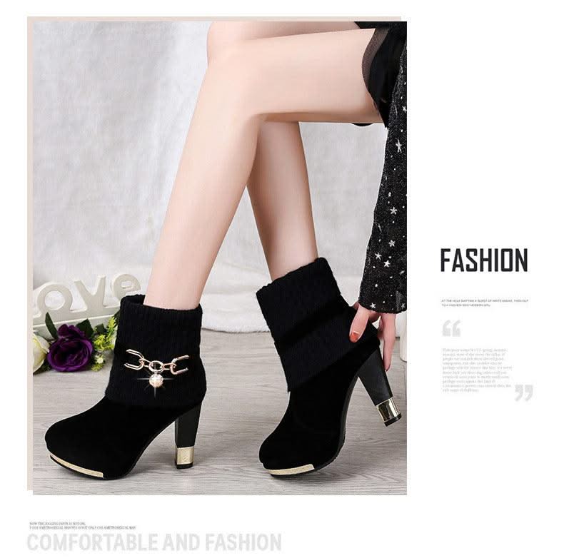 Women's Pointed Toe Ankle High Heel Platform Shoes | Pump Shoes| Boots for Women | Thick Heels | Ladies, Girls