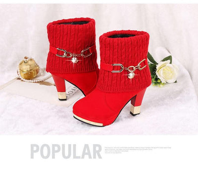 Women's Pointed Toe Ankle High Heel Platform Shoes | Pump Shoes| Boots for Women | Thick Heels | Ladies, Girls
