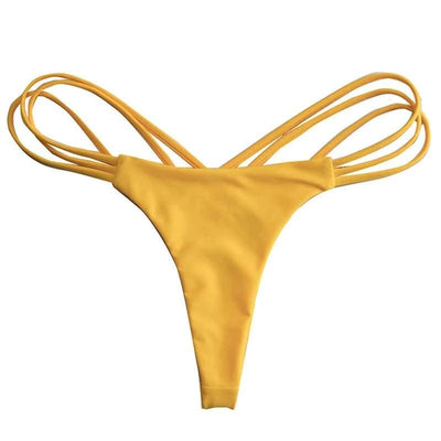 Sexy Bikini Thong Women Swimsuit Solid Hollow Out Low Waist Swimming Trunks Summer 2025 New Spice Girl Beach Vacation Bikinis