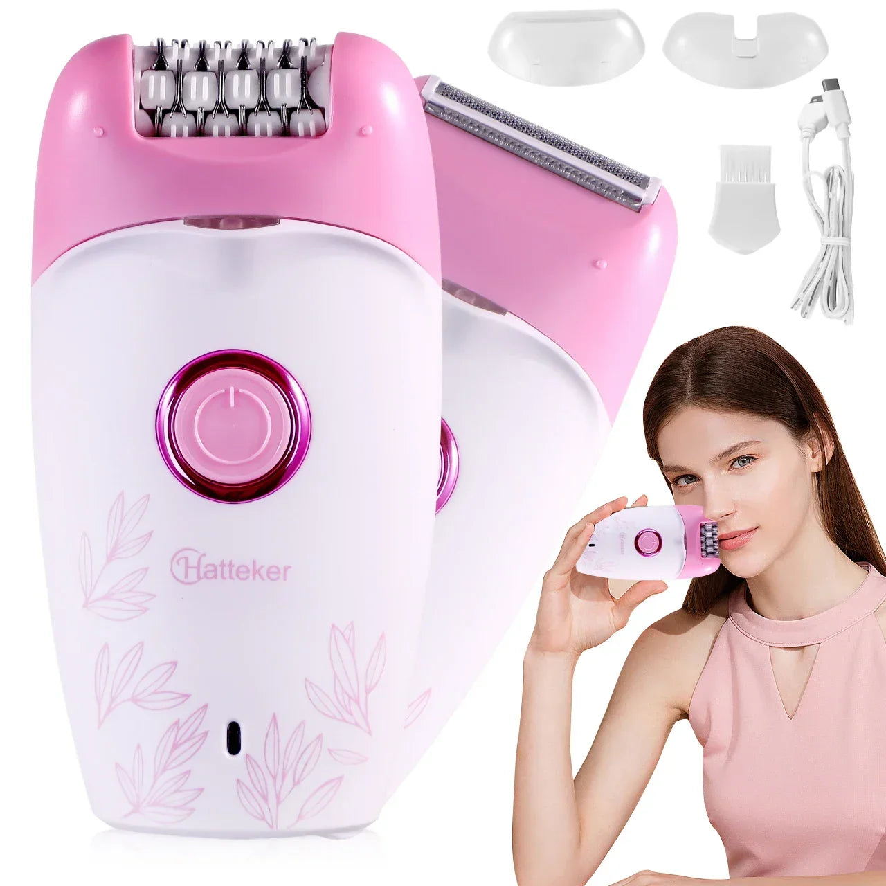 Hatteker Electric Epilator for Women Facial Body Hair Removal Machine Legs Depilatory Tool for Skin Care Razor Shaver