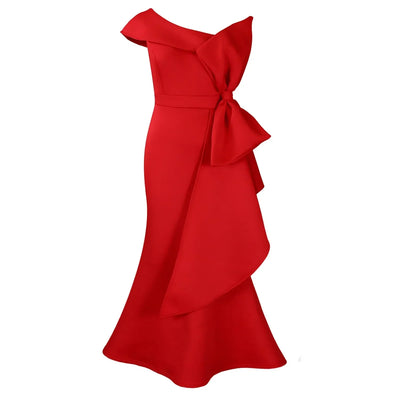 Elegant Dresses for Women 2024 New One Shoulder Ruffles Mermaid Floor Length Luxury Female Birthday Party Dinner Vestidos Mujer