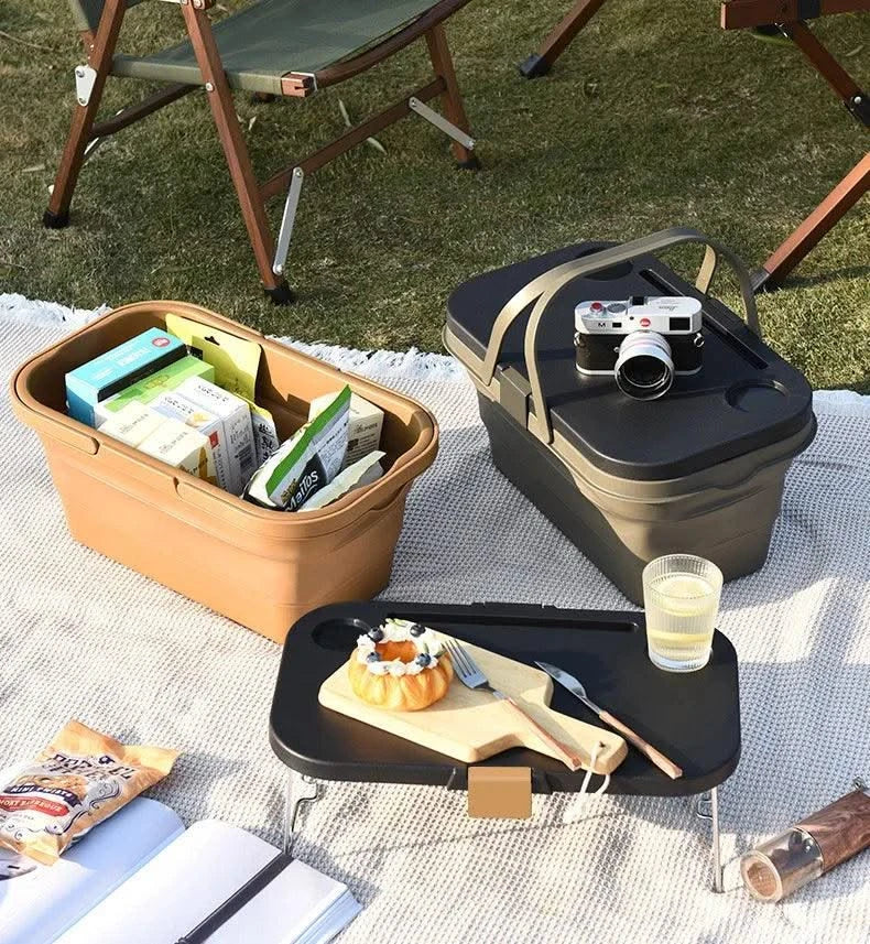 garden  Multi functional hand-held basket storage box for picnic, outdoor camping, picnic basket set, folding water bucket
