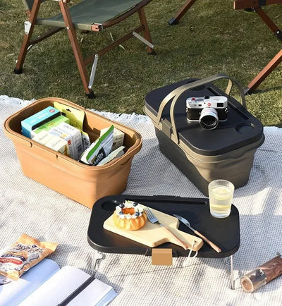garden  Multi functional hand-held basket storage box for picnic, outdoor camping, picnic basket set, folding water bucket