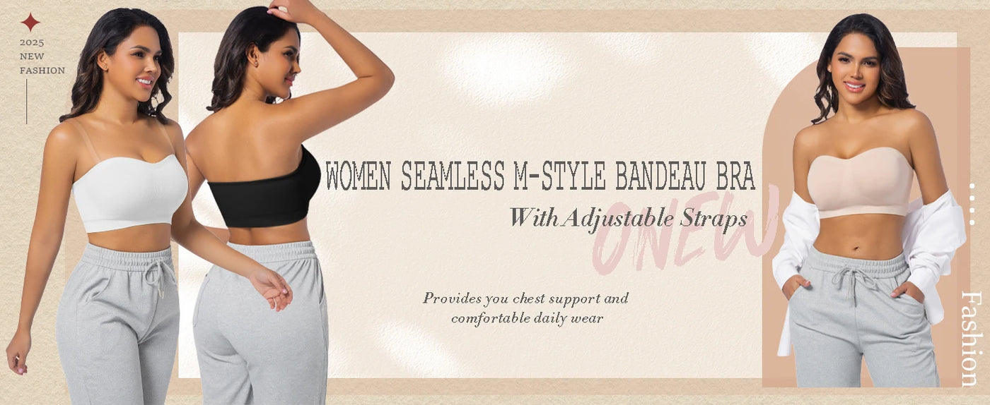 Strapless Invisible M-shaped Bra Solid For Women Summer New Non-slip Sexy Push-up Comfortable Underwear For Dress Brasieres