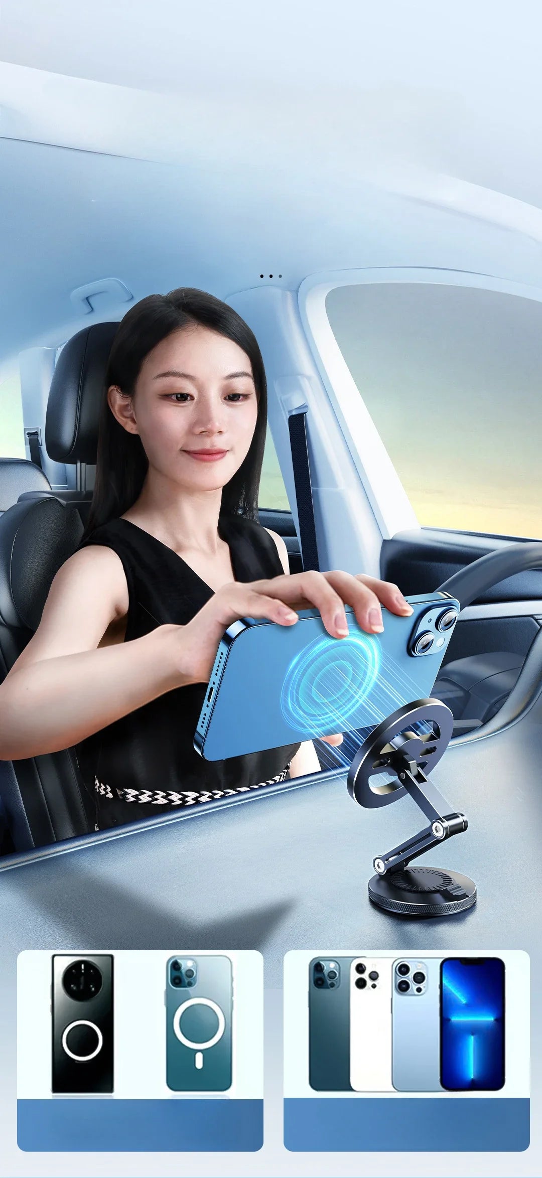 Eary for MagSafe Car Mount Strong 3M Adhesive Magnetic Phone Holder for Car Dash HandsFree 360°Rotation for iPhone 16 15 14 13