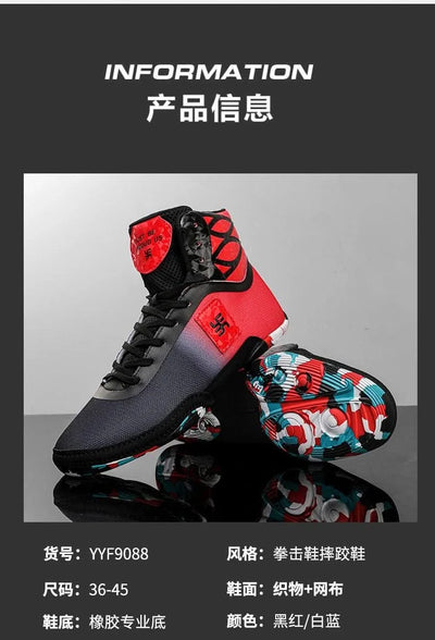 2025 New Wrestling Shoes for Men Non Slip Breathable Boxing Sneakers Wrestling Training Shoes Wear-Resisting Combat Sneakers