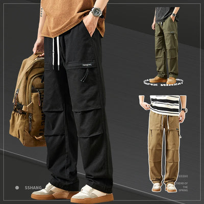 Trousers Male Y2k American Casual Multi-bag Loose Straight Trousers Sport Men's Clothing Male Jeans Pants New in Pants Man Set
