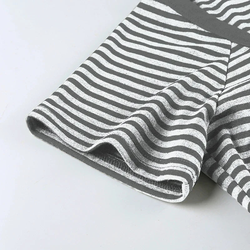 Korean Style Stripe Patchwork Women T-Shirts Short Sleeves Slim Fit Simple Causal Office Lady Clothing