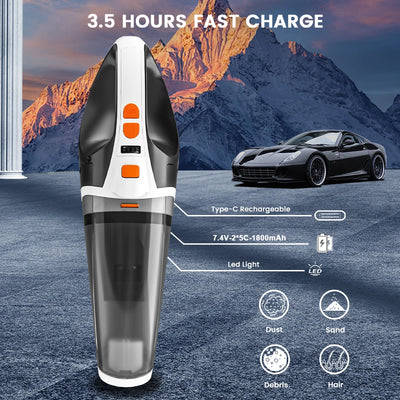 Portable Car Vacuum Cleaner 120w Wireless Lightweight Strong Suction With Lights Small Handheld Vacuum For Car Home Office Pet