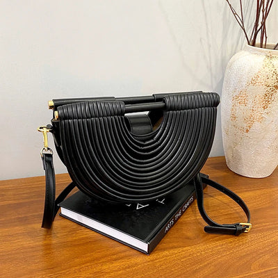 Handbags for Women 2025 New Gold Luxury Designer Brand Handwoven Noodle Bags Rope Knotted Pulled Half Moon Silver Evening Clutch