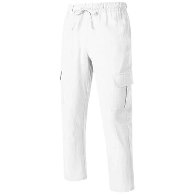Men's Casual Trousers Loose Comfortable cargo pants Pants Man Cotton Linen multi-pocket Straight trousers Beach thin men Pants