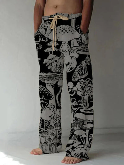 Full Length Wide Leg Pants Printed Colorful Mushroom Hipster Harajuku Summer Trousers Streetwear Sweatants Men Women Clothing