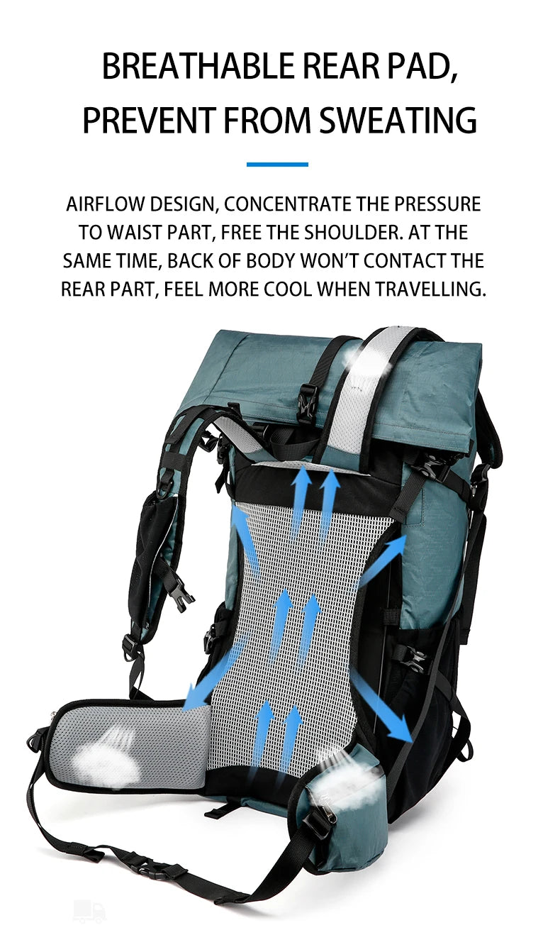 30L Hiking Backpack Daily Travel Wear-Resistant Waterproof Professional Climbing Large Capacity Roll-Up Shoulder Bag 2025 New