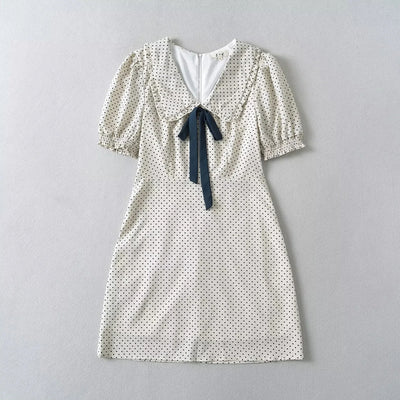 Luxury Dresses Women 2025 Summer Short Dress Sexy Frenchy Mini Dress Short Puff Sleeve Mini Dress With Bow Detail Dots Print