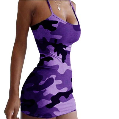 Dress Women Summer Dresses Floral Camouflage Printed Sling Sexy Package Hip Printing Sling Dresses Casual Vestidos ZCBKqz13