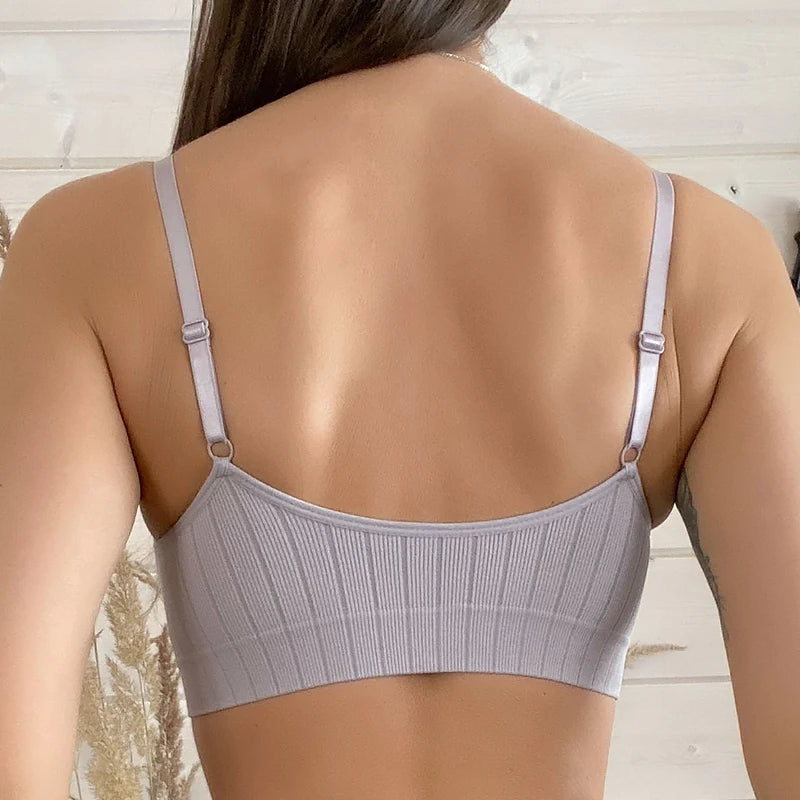 Women Seamless Sports Crop Top Sexy Bra Female Bralette Sleeveless Camis Crochet Tank Underwear Summer Lingerie Tube Tops