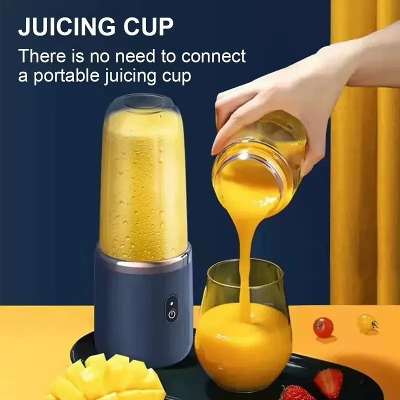 Portable Blender & Juicer 2-in-1 - USB Rechargeable Includes 6 Blades & Double Cups Ideal for Smoothies Iced Drinks & Halloween
