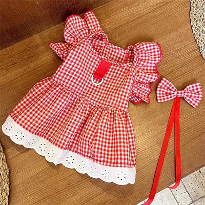Pet Dog Clothes for Small Dogs Summer Dog Dress Fashion Print Puppy Princess Skirt Cute Flying Sleeve Cat Dress Pet Dog Costumes