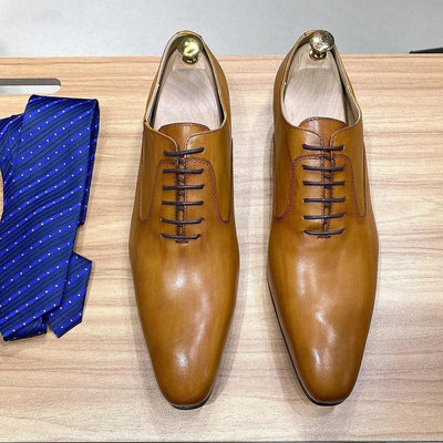 Luxury Brand Men's Oxford Shoes White Black Brown - Dress Office Wedding Formal Lace-Up Pointed Toe Leather Shoes