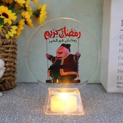 Muslim Ramadan Festival  Decorative Lamp Cartoon Pattern Acrylic LED Candle Night Light for Home Bedroom Atmosphere Decor
