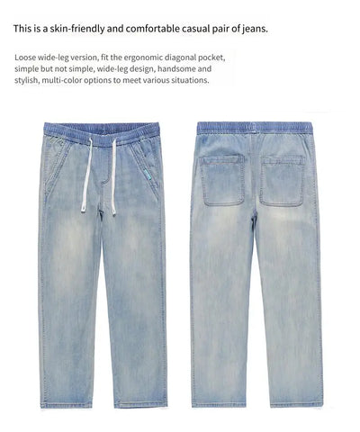 Men's Summer Pants Baggy Thin Model Jeans Pant Wide Legs Loose Casual Trousers Y2k Man Clothing Designer Clothes Man Jean Jorts