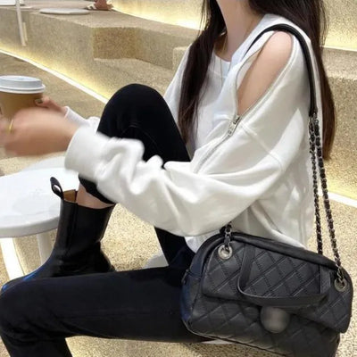 Woman T-shirt Black Plain Top for Women Loose Off Tshirt Shoulder Sexy Designer 2024 New Arrivals Korea Clothing Stylish Alt Tee