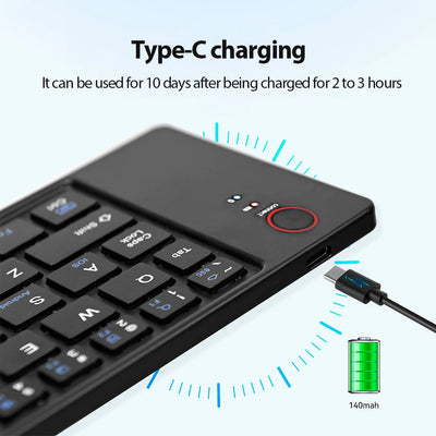 Dual-Foldable Phone Keyboard Bluetooth 5.1 Mini Rechargeable Wireless Keyboard For Windows Android IOS Laptop Phone Accessories