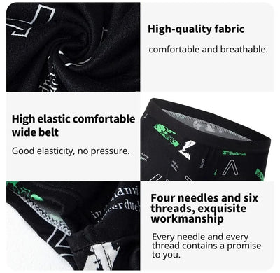 4-piece men's printed letter underwear beach shorts comfortable breathable teenagers plus size underwear up to 6XL.