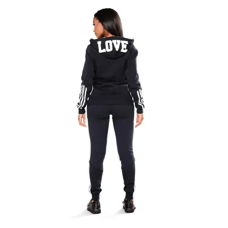 Fashion Women Track Suits Sports Wear Jogging Suits Ladies Hooded Tracksuit Set Clothes Hoodies+Sweatpants Sweat Suits