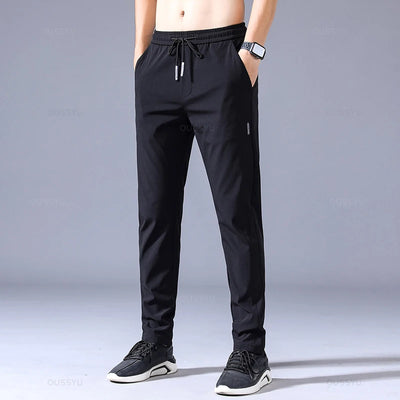 2025 Men's Trousers Spring Summer New Thin Green Solid Color Fashion Pocket Applique Full Length Casual Work Pants Pantalon