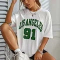 Women T Shirt Los Angeles 91 Street City Printed Oversized T-Shirts Casual Breathable Short Sleeve Female T-Shirts Top Y2k
