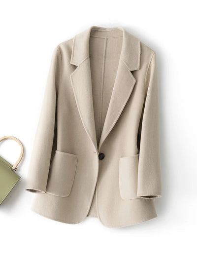 2023 New Women's Coat Pure Wool Plaids and Tweedst Fashion Camel Women's Coat Elegant Trench Coat