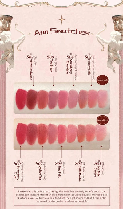 Beauty Glazed  Mirror Flower Lip Gloss  Lipstick Strawberry Rococo Collection Little Angel Lip Cream Lipstick 3.5g