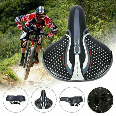 Extra Wide Bicycle Bike Seat Saddles Cushion Shock Absorbing Road Soft Cycling Cushion Pad PU Leather Road Bike Painless Seat