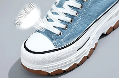 Fashion Designer Women Canvas Shoes Summer New High Platform Sneakers Female Casual Tennis Shoe Increase All-match Zapatos Mujer