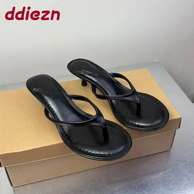 2025 Female Slip On Footwear Fashion Shallow Women Low Heel Sandals Shoes Slingbacks Pointed Toe Ladies Heeled Sandals Shoes - Elanique