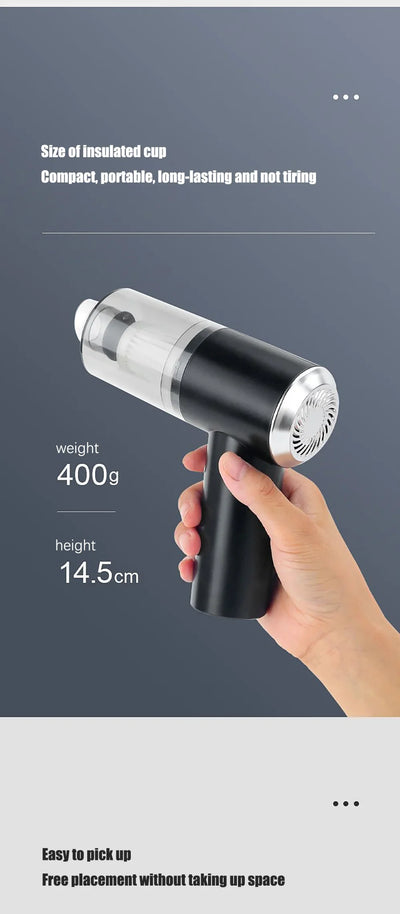 Portable Car Vacuum Cleaner Mini Dust Collector Dry Wet Dual-Use Wireless Handheld USB Charging Home Car Cleaning Appliance