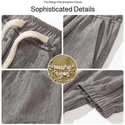 Men's Cotton and Linen Trousers Harem Pants Cuffed Fashion Trousers Linen Slim Pants Beach Pants Joggers Streetwear Loose Pants