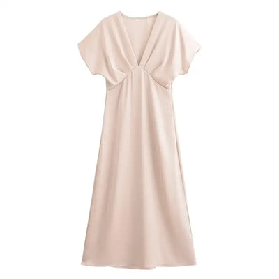 Women's 2025 New Dresses Summer Elegant Fashion Slim V-neck Street Holiday Long Dress Young Women Chic Comfortable Dress