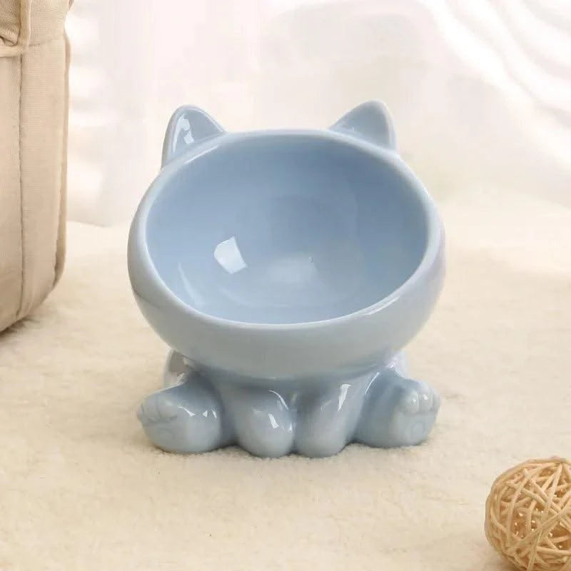 Cat And Dog Rice Bowl Pet Accessories Ceramic Diagonal High Feet Stable Cute Protection Cervical Spine Cat Dog Drinking Bowls ﻿