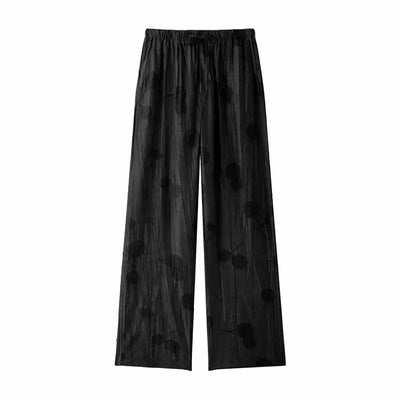 Women's Jacquard Oversized Shirt Trousers Short Sleeves Suit Lapel Shirt High Waist Elastic Straight Leg Pants Chic Female Set