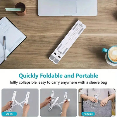 Adjustable Laptop Stand - Folding, Lifting, And Cooling Functions, Seven Non-Slip Lift Positions For Easy Desk Organization,