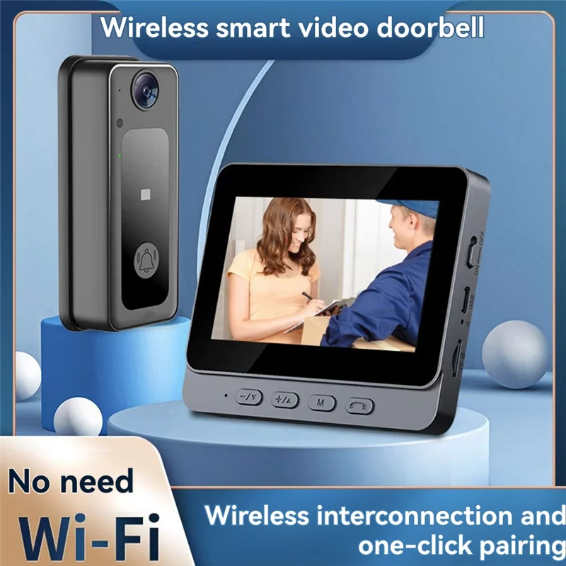 ABGB-Tuya HD Video Doorbell With 4.3In LPS Screen - Wireless Intercom And Night Vision Smart Door Camera