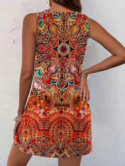 Women Summer Sleeveless Bohemian Dress Exclusive Print Vacation Dress  Birthday Dress for Women Beach Dress Dress for Women