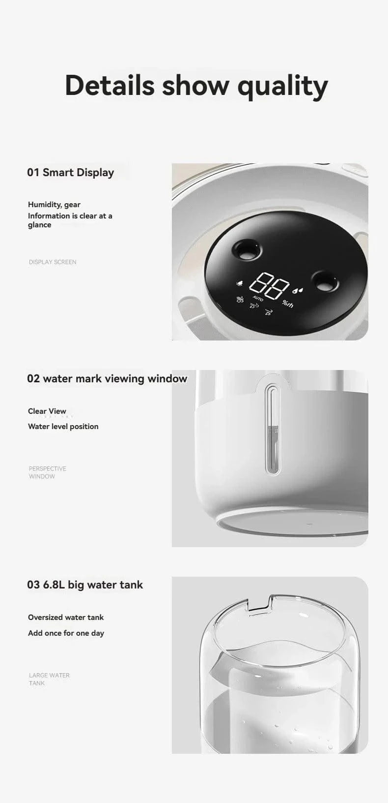 Humidifier 3.8L Large Capacity USB Dual Spray with Night Light Digital Display Aroma Diffuser Home Office Bedroom