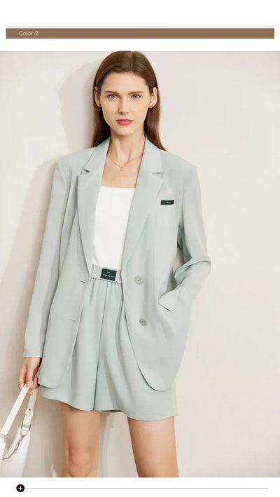 AMII Minimalism Women's blazer Fashion 2024 Summer Blazers Office Lady Two-piece Set Chic Female shorts Separately Sale 72311003