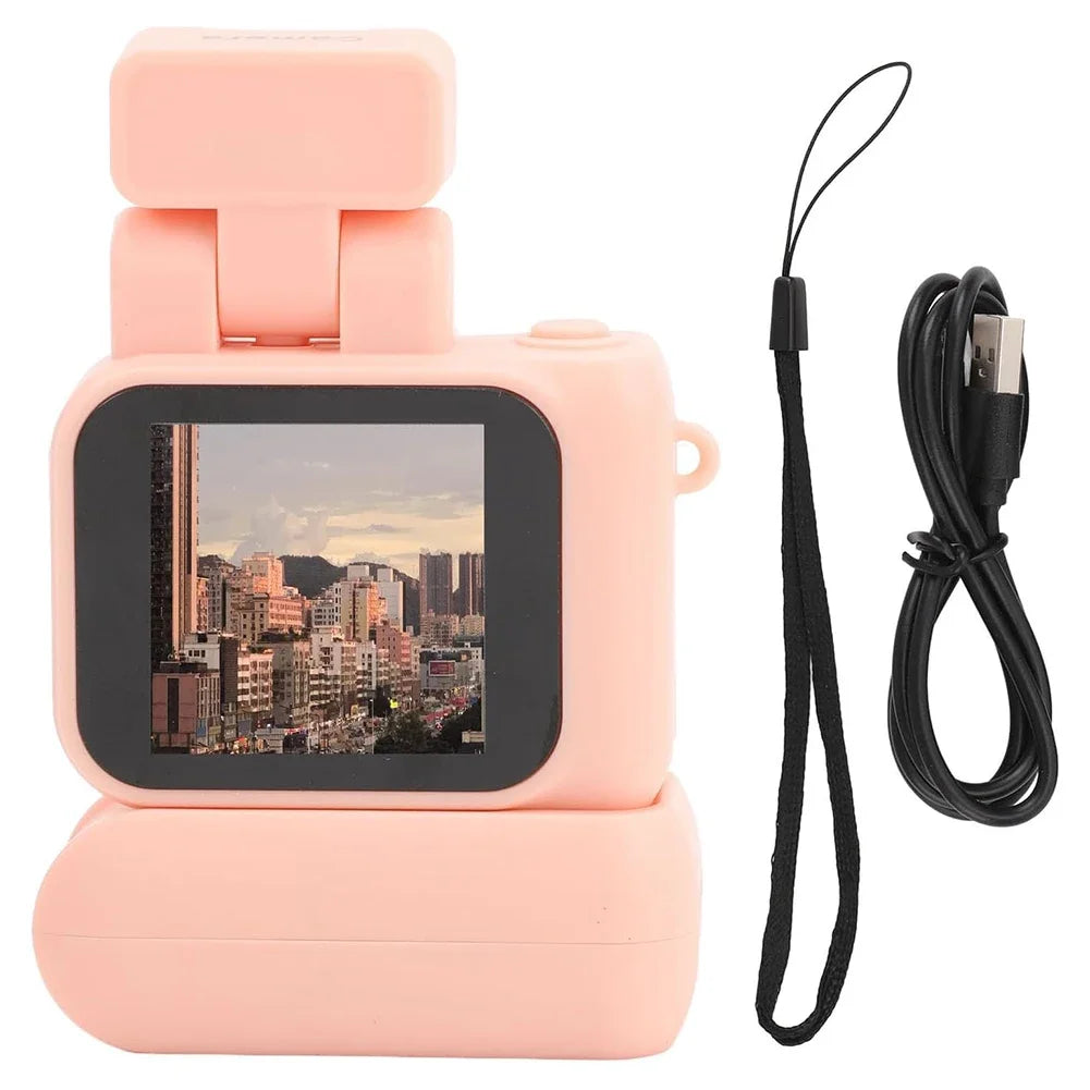 Mini cameras with high-definition displays, retro cameras with flashes and battery stands, digital cameras, and small cameras