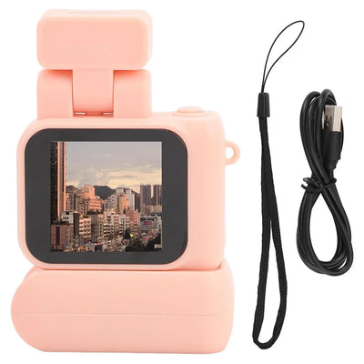 Mini cameras with high-definition displays, retro cameras with flashes and battery stands, digital cameras, and small cameras