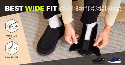 Orthopaedic Extra Wide Elderly Men's Diabetic Shoes for Swollen Feet | Adjustable Foot Pain Relief Walking Shoes