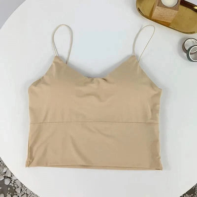 Women Crop Tops Ice Silk Summer Bra Sports Spaghetti Strap Top
